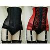 Women High-waist Garter Belt Panty 6 Straps Suspender Waspie Waist Cincher Black