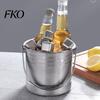 BBQ Snack Holder Stainless Steel Ice Bucket with Removable Strainer, Bar Wine Champagne Party Divider Cooler for Beer Red Wine, Portable Snacks