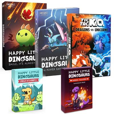 Unstable Games Happy Little Dinosaurs Базовая игра Соревновательный саботаж Забавная карточная игра Расширение для 5-6 игроков Tic Tac KO. : драконы