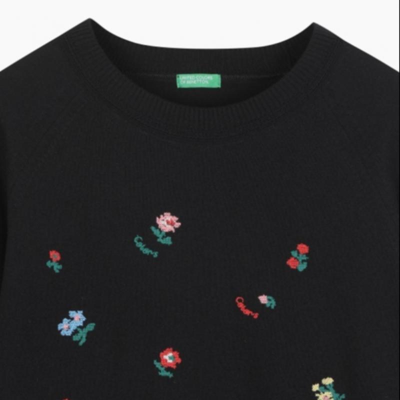 Benetton Вязаный свитер с вышитыми цветами Bakp18411