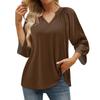 Women's Summer Casual 3/4 Sleeve T-Shirt Solid V Neck Pullover Top