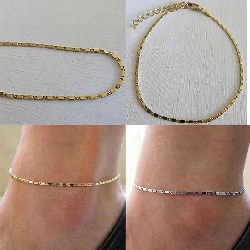Simple Gold Women Plated Chain Anklet Ankle Bracelet Barefoot Beach Sandal