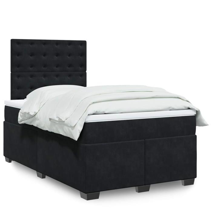 Cadre de lit avec matelas - Maison Exclusive - Noir - 120x200 cm - Tête de lit réglable - Housse lavable
