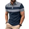 2025 Men Striped Polo T Shirt Men Summer Men Casual Lapel Button Blouse Fashion Male Contrasting Colors Patchwork Short Sleeve Polo Shirts