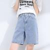 Five-point Jeans for Women's Summer Thin Models, New High-street Trendy High-waist Points, Loose Wide-leg Medium Pants for Women