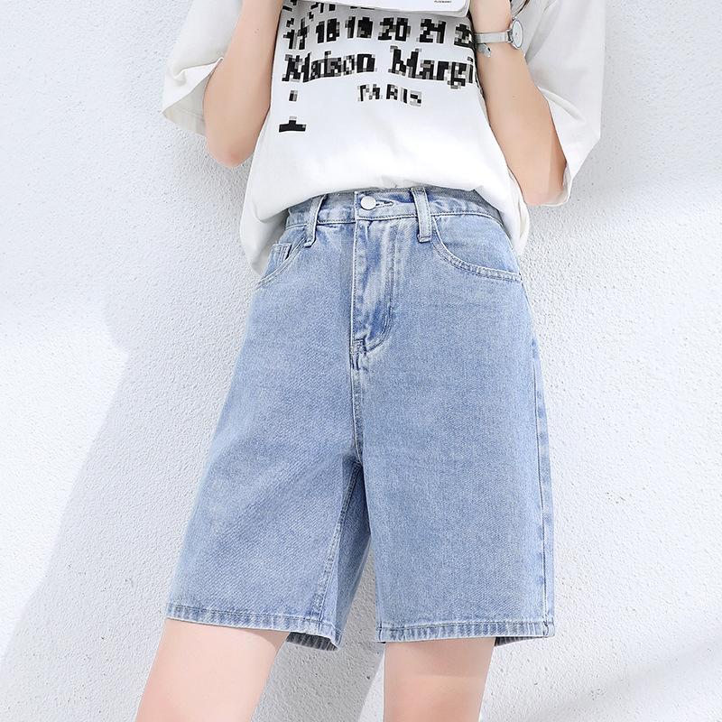 Five-point Jeans for Women's Summer Thin Models, New High-street Trendy High-waist Points, Loose Wide-leg Medium Pants for Women