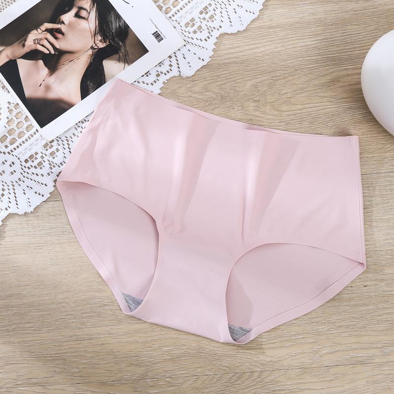 Женское бесшовное нижнее белье Ice Silk, цельное нижнее белье, дышащие сексуальные трусы, треугольные трусики со средней талией