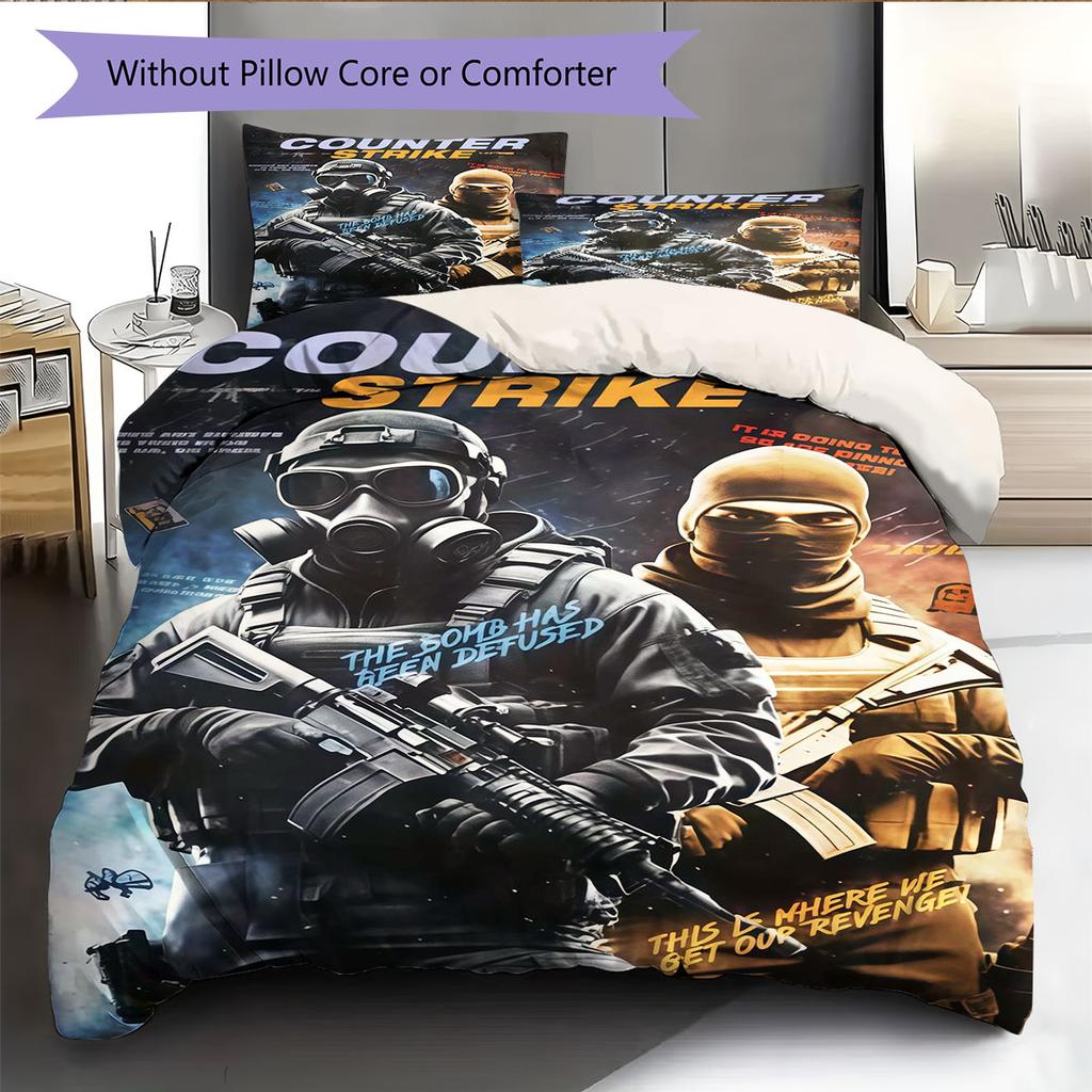 Counter-Strike 2 Bedding Quilt Set Quilt Cover Pillowcase Home Decoration Birthday Gift (1 * duvet cover + 2 * pillowcase, without core)
