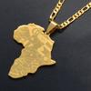 Anniyo Silver Color/Gold Color Africa Map With Flag Pendant Chain Necklaces African Maps Jewelry for Women Men #035321P
