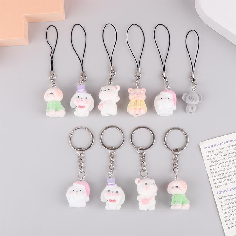 Милый брелок в виде медведя, мультяшного кролика, щенка, телефона, цепочка для наушников, чехол, кулон, шнурок, рюкзак, сумка, декор, автомобильный брелок