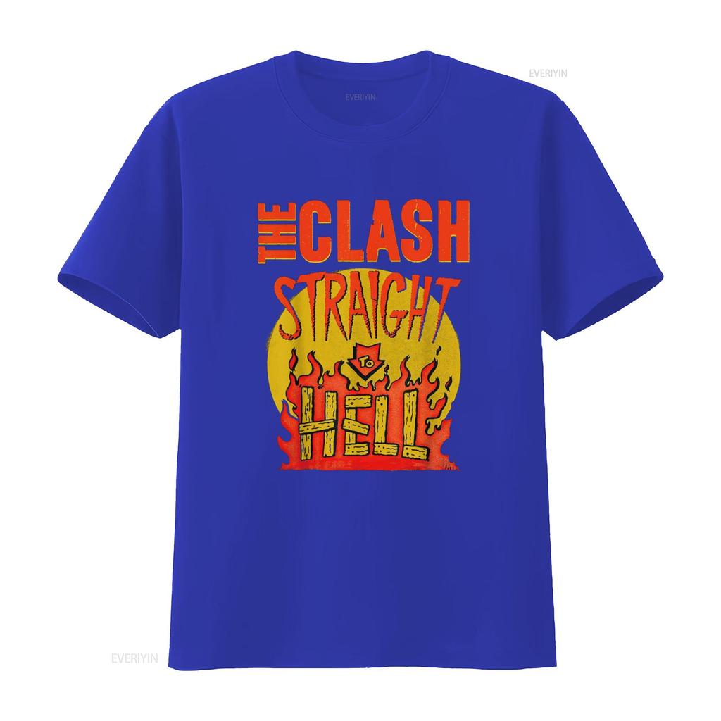 The Clash Straight To Hell T Shirt vintage Washed Versatile Stylish designer clothes Slightly Casual Soft homme Unisex