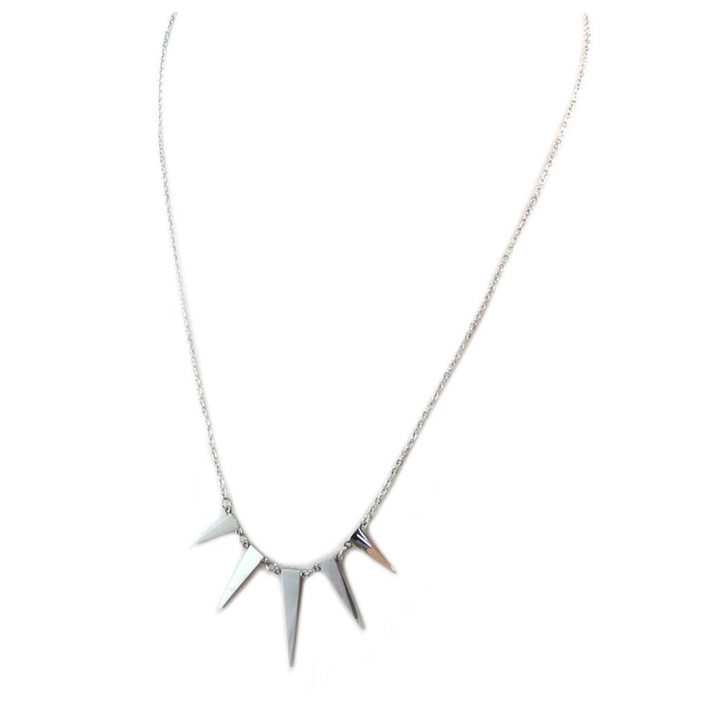 Les Trésors De Lily [P4889] - Silver 'Triangles' Steel Necklace