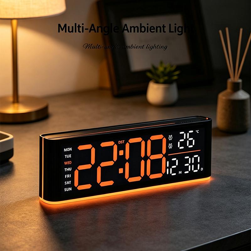 LED Digital Alarm Clock Ambient Light Table Clock Dual Alarms Temperature/Date/Week Display Brightness Control Electronic Clock2