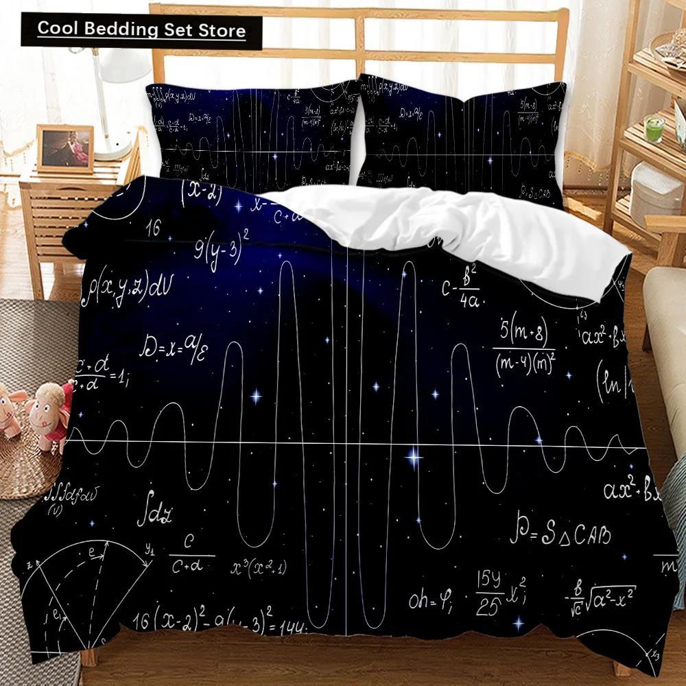 Математика Комплект пододеяльника размера Queen Математическая формула Принт Комплект постельного белья для детей Мальчиков Девочек Образовательный Полиэстеровый чехол для одеяла