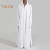 Women Shirt Dress Lapel Long Sleeve Side Slit Design Casual Shirt Solid Color Buttons Closure Maxi Dress Daily Wear