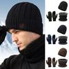 Keep Warm Knitted Hat Winter Hat Scarf Gloves Set Fashion Pullover Hats  Women Men