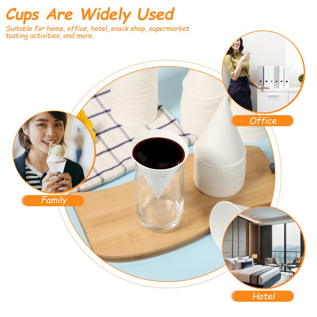 200 Pcs Disposable Paper Cup 130 ml/4.5 oz Conical Water Cup Stackable Ice Cream Cups for Home Office Hotel and Kitchen Supplies
