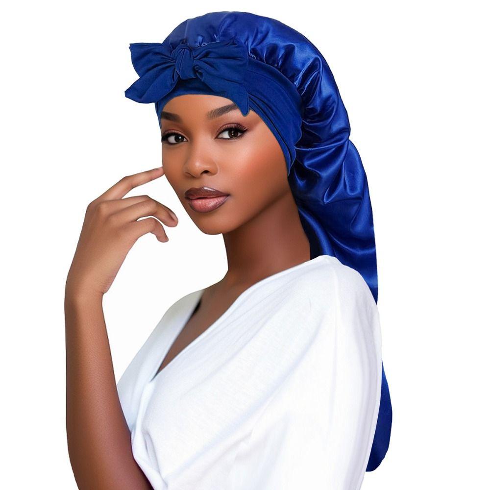 Elastic Long Sleeping Hat Smooth Night Sleep Cap Fashion Women's Bonnet Long Hair