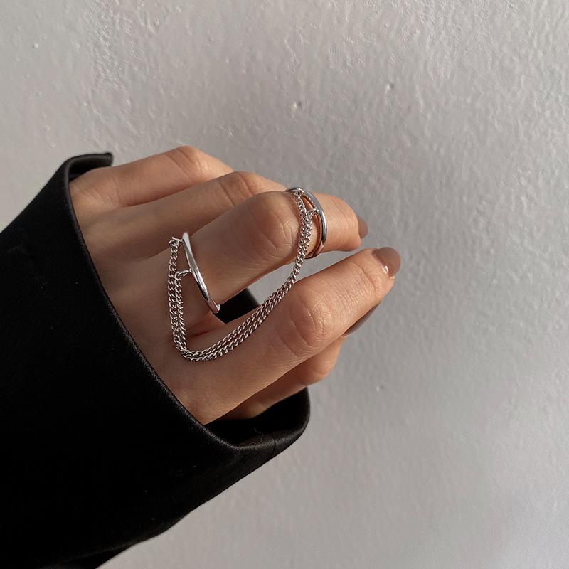 Adjustable Korean Street Style Double Chain Ring
