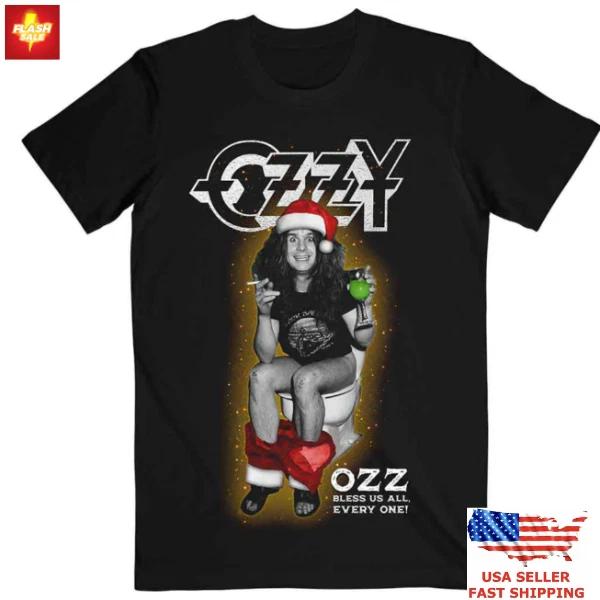 100% хлопок ТОПЫ УНИСЕКС ФУТБОЛКИ МУЖСКИЕ ЖЕНСКИЕ Новый Рождественский свитер 2025 OZZY OSBOURNE Ozz Благослови Нас Всех Футболка