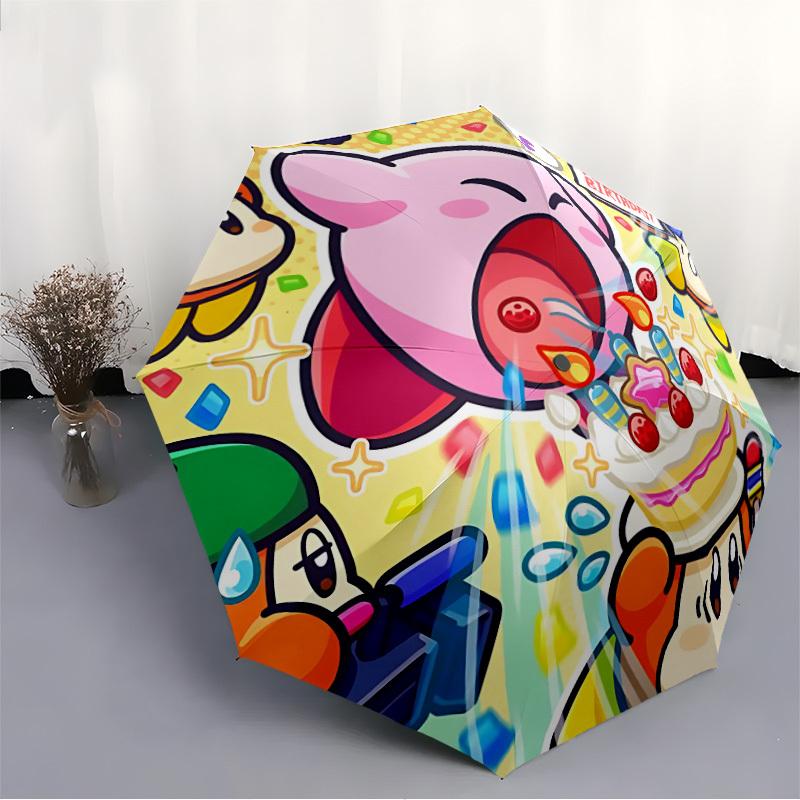 1PC Kirby Party Auto Open/close Folding Portable Umbrella  with 8 Rib Structure for Women/Men, All-Season Use   0901158