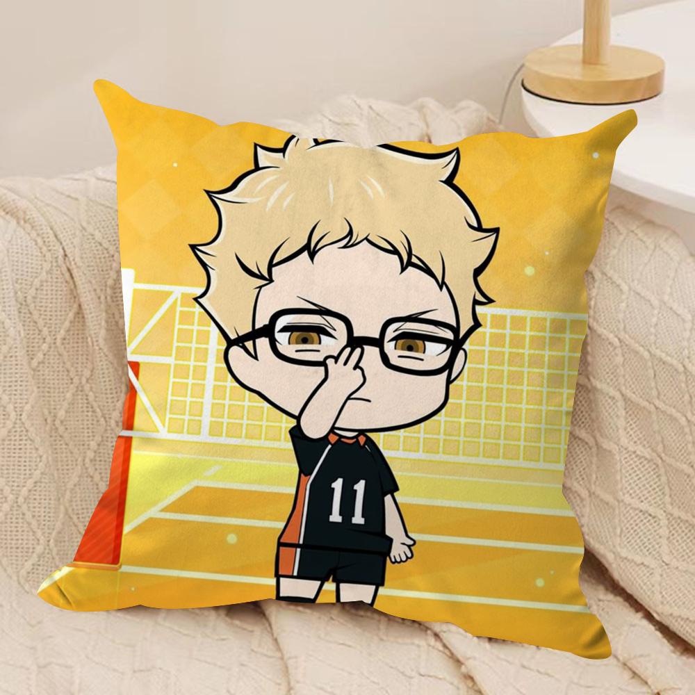 Anime HHaikyuu Cushion Cover Soft Plush Fabric DoubleSided Printed Sofa Cushion Cover for All Seasons Home Decor Gift