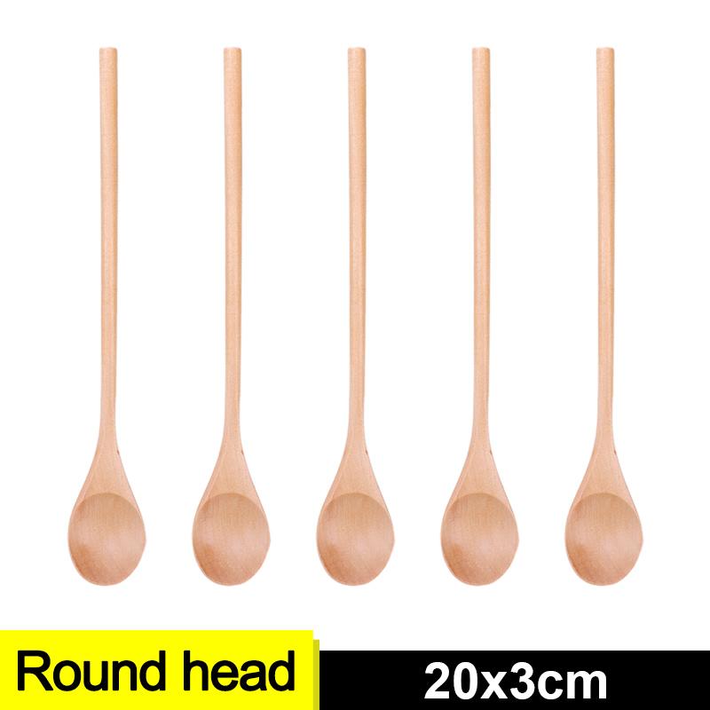 1/10 шт. Длинная ручка Деревянная ложка Деревянный половник для супа Кухонные ложки для перемешивания Десерт Мед Кофе Перемешивание Чайные ложки Набор посуды