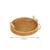 Storage Tray Round Rattan Woven Tray Fruit Breakfast Tea Storage Basket Desktop Sundries Organizer Bread Plates With Wood Handle