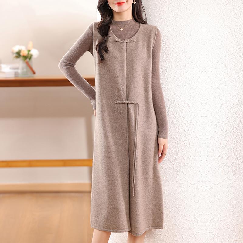 Женское кашемировое платье Qinghe кашемир 30% кашемир 70% шерсть осенне-зимняя кашемировая юбка мягкая и теплая