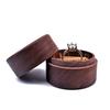 Custom Luxury Small Earring Cufflinks Ring Box Brown Round Wood Gift Jewelry Packaging Box