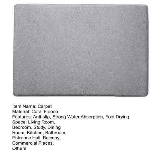 Doormat Oblong Shape Anti-slip Strong Water Absorption Thickened Memory Foam Foot Drying Indoor Entrance Door Mat Living Room Kitchen Bathroom