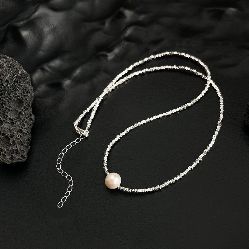 Light Luxury Broken Pearl Necklace Women's Fashion Temperament Collarbone Chain Irregular Design Item Jewelry