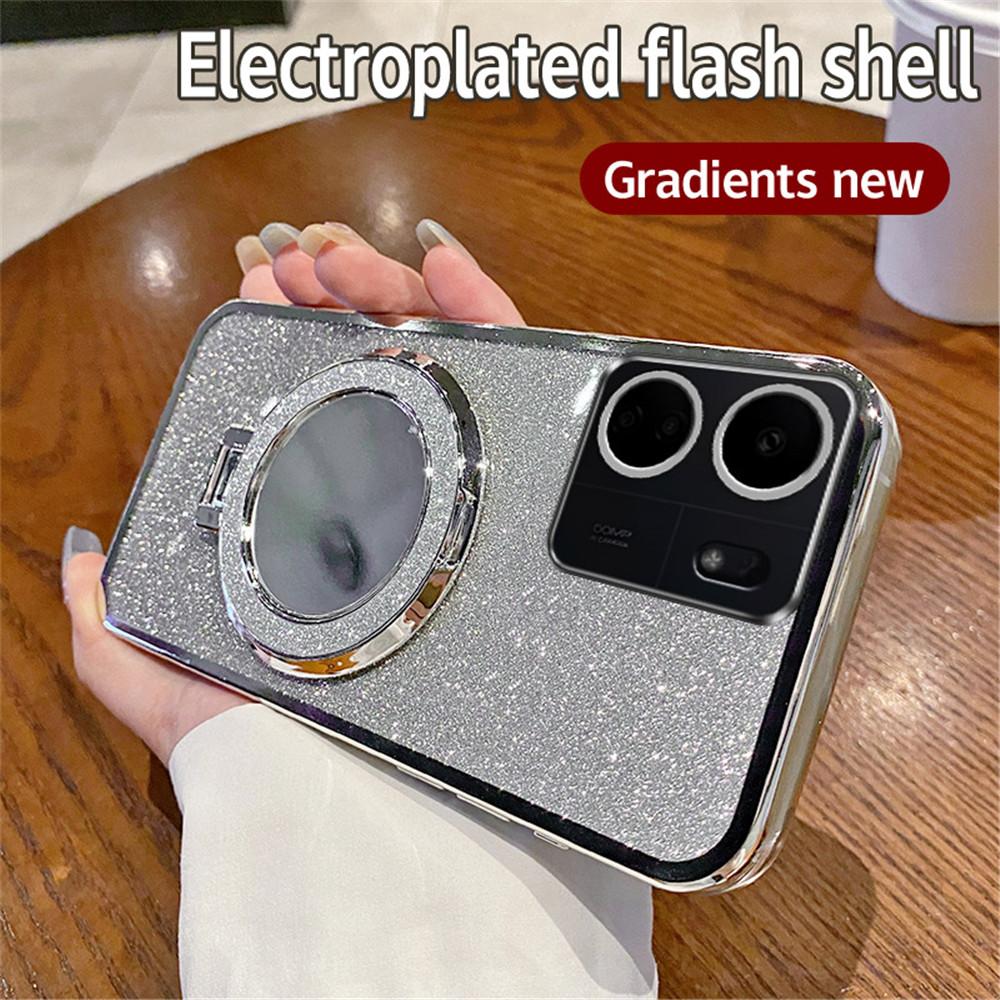 Градиентный Блестящий Зеркальный Чехол-подставка с кольцом для телефона для Xiaomi Redmi A3 13C 12 12C 10 10C 10A 9 9C 9A A1 Plus Мягкая силиконовая задняя крышка