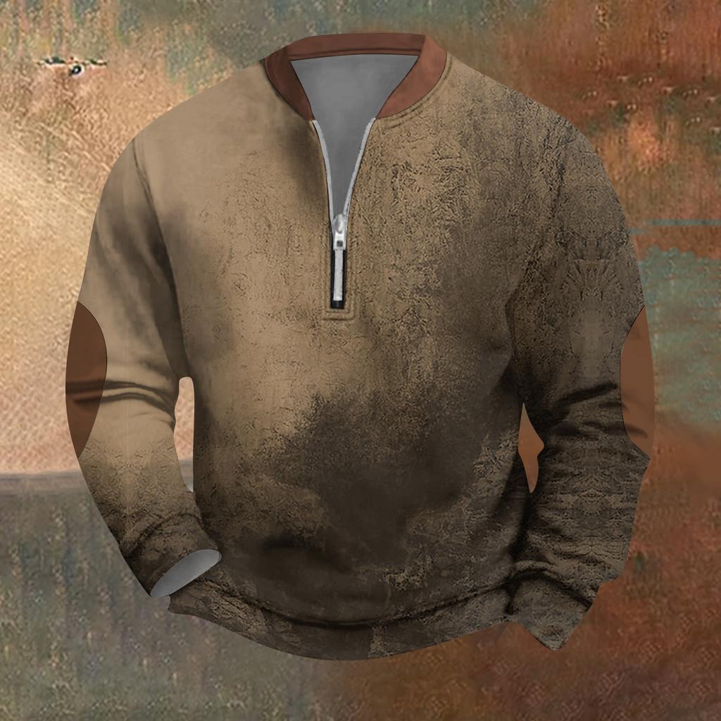 Мужская ретро повседневная толстовка на молнии модный принтованный спортивный пуловер