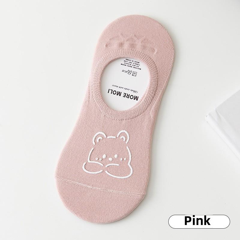 Носки-лодочки с рисунком медвежонка, женские тонкие нескользящие силиконовые носки с невидимой пяткой, женские летние простые короткие носки с неглубоким носком