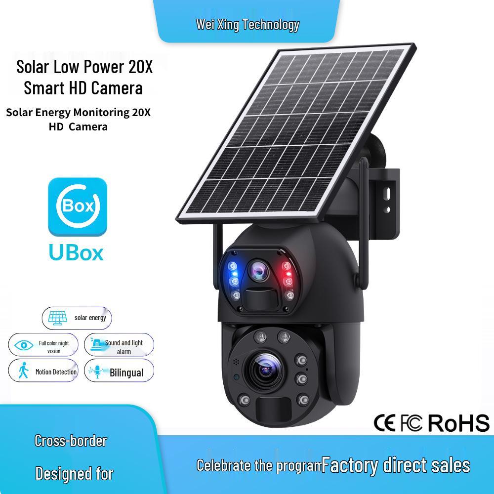 UBOX 6-мегапиксельная HD уличная солнечная камера с 20-кратным зумом и 4G-подключением