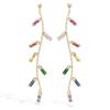 [R3799] - Gold Plated 'Sissi' Multicolored Gold Earrings - 6 Cm 5x2 Mm