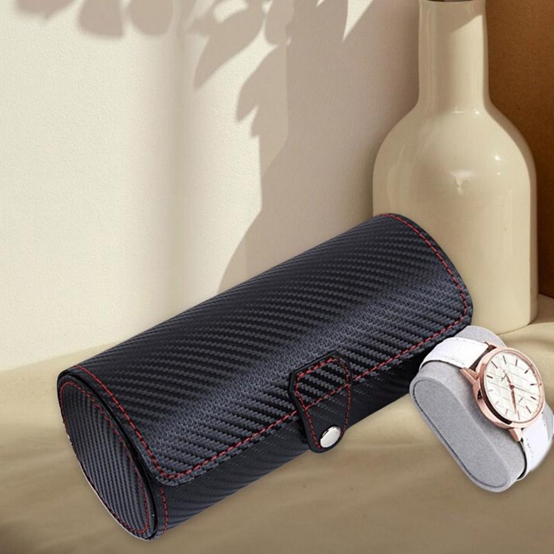 Дорожный чехол для часов, органайзер, аксессуар для мужчин, из ПУ кожи, держатель для дисплея с 3 слотами, элегантный плетеный узор