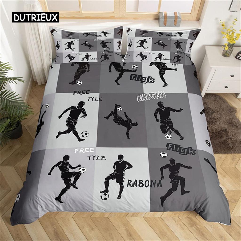 Bedding Set Microfiber Sport Theme Bedspread Cover Soccer Field Duvet Cover Double or Single Football Comforter Cover Bedroom