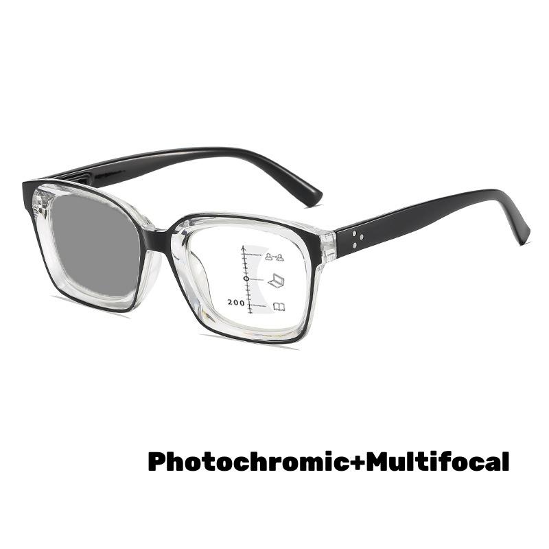 Хромированные мультифокальные очки для чтения для женщин и мужчин, квадратная оправа, прогрессивные очки для пресбиопии, ультралегкие, с защитой от УФ-лучей, пресбиопия