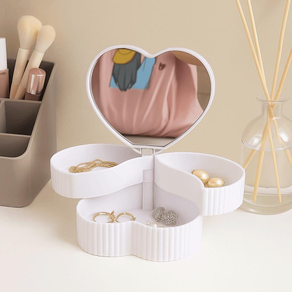 Rotating Heart Shape Jewelry Boxes Double Layer Jewelry Storage Boxes Jewelry Organizer Gift Box