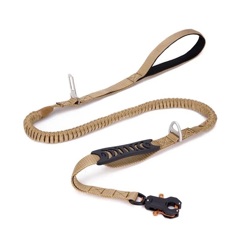 Тактический поводок для собак, прочный поводок для собак с зажимом-лягушкой, мягкая ручка, поводки-резинки для собак средних и больших размеров, для дрессировки и прогулок