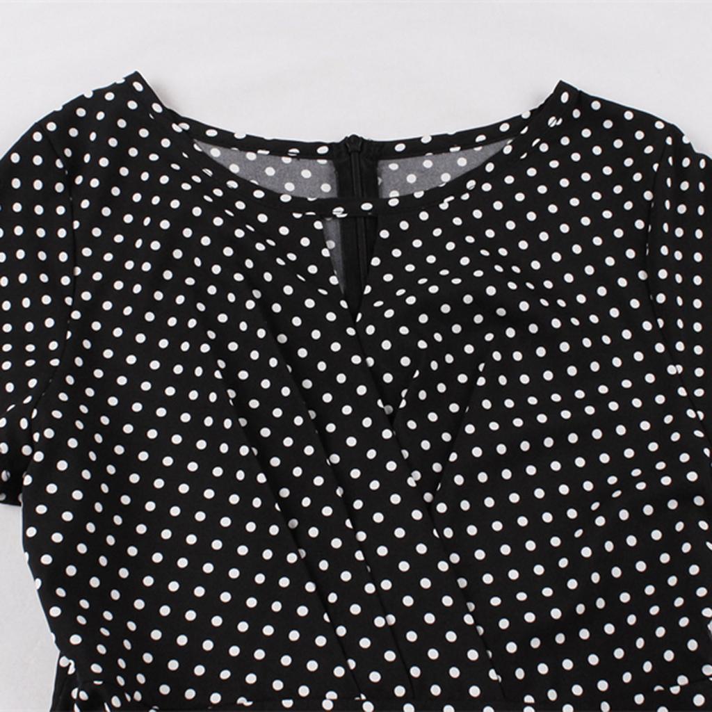 Женское модное повседневное облегающее платье в горошек с круглым вырезом и принтом