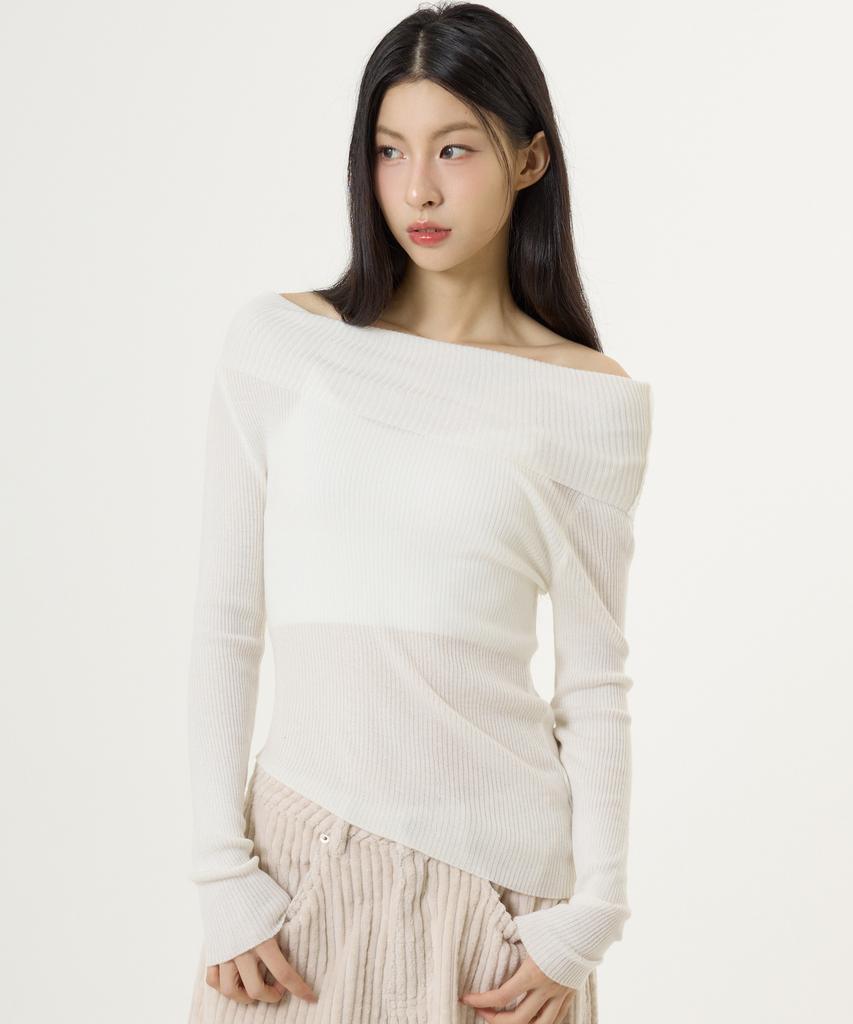 UNKNOWN PLANET Off-Shoulder Knit Top White