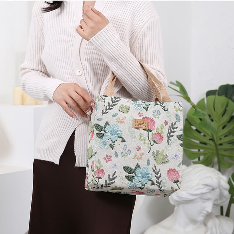 Винтажная холщовая сумка-тоут большой вместимости с цветочным узором