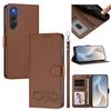 Happy Heart Pattern Magnetic Closure Vegan Leather Phone Case With Wrist Strap For ZTE Blade A56 4G
