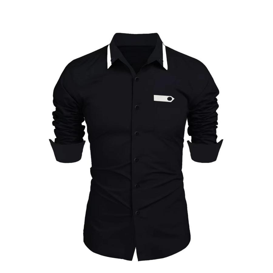 Мужской топ, весенне-осенняя повседневная деловая рубашка, белые, черные, синие, свободные классические рубашки, рубашки с длинными рукавами и лацканами
