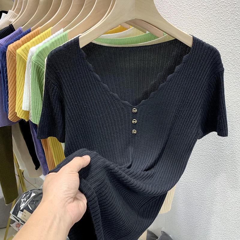 Новая модная осенняя рубашка из ледяного шелка с коротким рукавом, женская летняя тонкая белая рубашка в западном стиле, полутоп