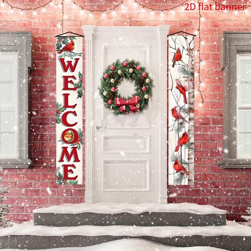 2pcs Holiday Door Couplet Red Polyester 30x180in