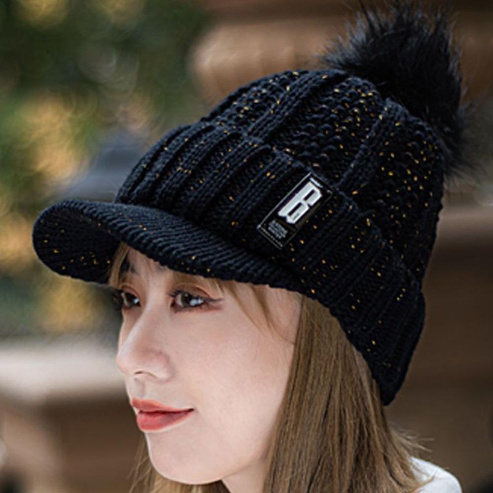 Keep Warm Knitted Hat Thickened Warm Visor Hat Fashion Winter Cap Women